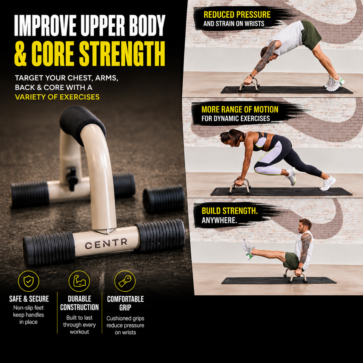 PushBar Ergo™ — Ergonomic Push-Up Bars for Home Workouts