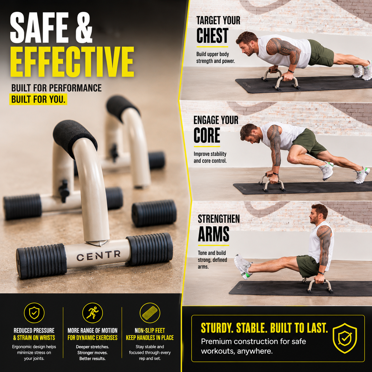 PushBar Ergo™ — Ergonomic Push-Up Bars for Home Workouts