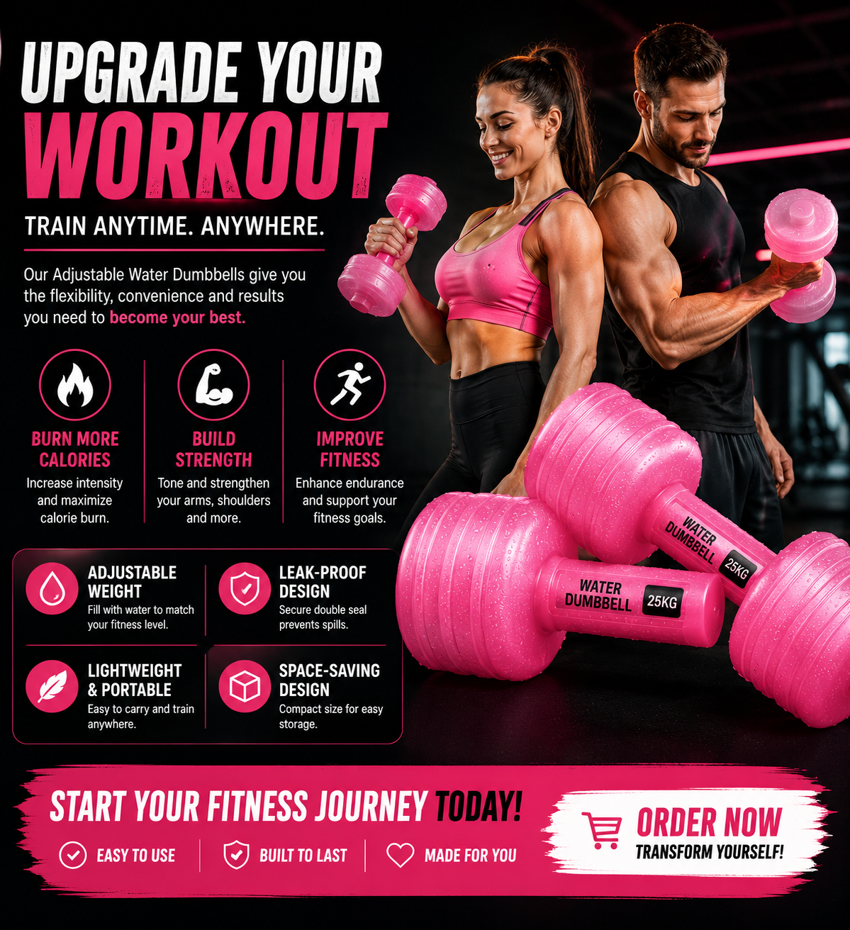 AquaDumbbell™ — Adjustable Water Dumbbell for Home Training