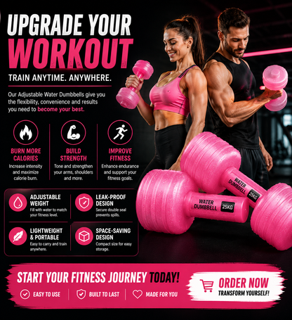 AquaDumbbell™ — Adjustable Water Dumbbell for Home Training