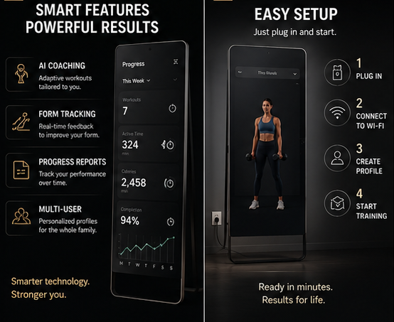 MOTIVA MIRROR™ — AI Fitness Mirror for Home Workouts