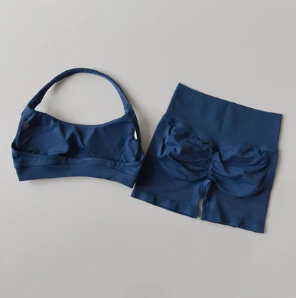 Halter Neck High Waist Peach Yoga Set