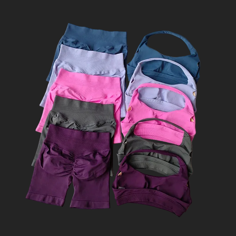 Halter Neck High Waist Peach Yoga Set